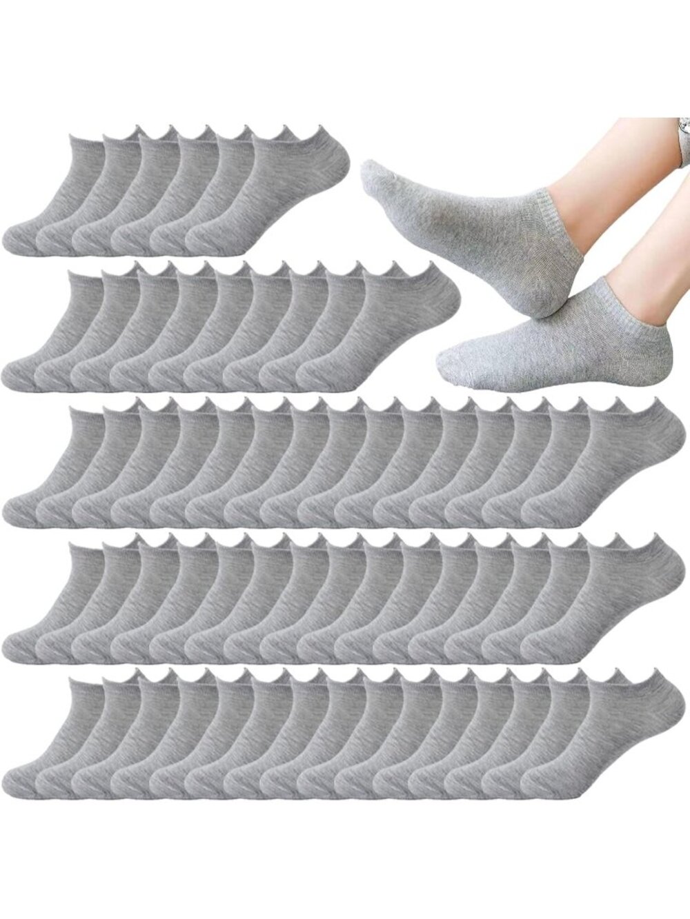 🧦Women's Dark Grey 24 Pair Pairs Low Cut Ankle No Show Casual Athletic Socks